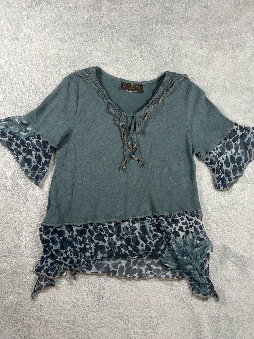Vintage Spencer Alexis green‎ leopard print top
